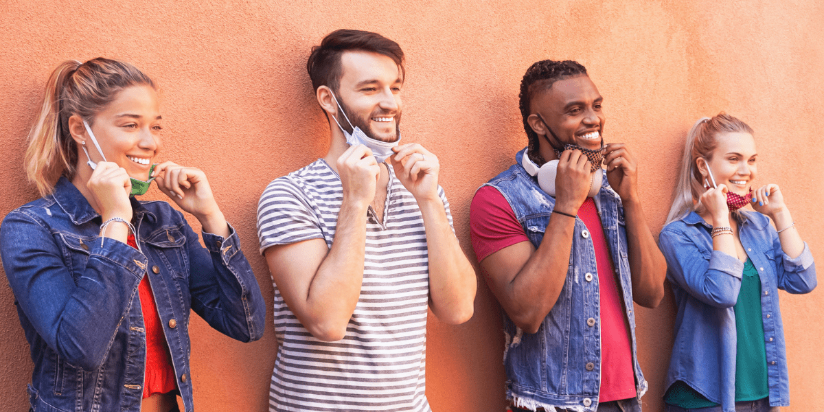 group wearing masks